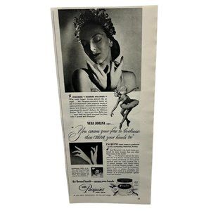 Vintage 1948 Pacquins Hand Cream Print Ad Vera Zorina Ballerina Original Ad